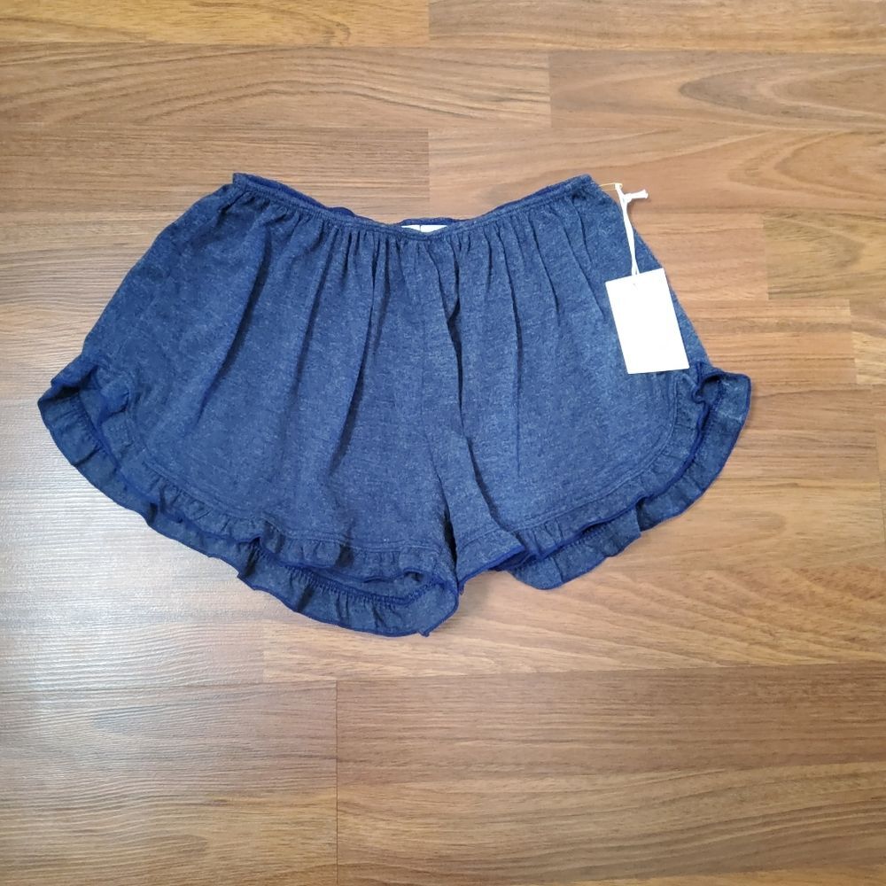 Spiritual Gangster Ruffle Shorts Navy Blue XS